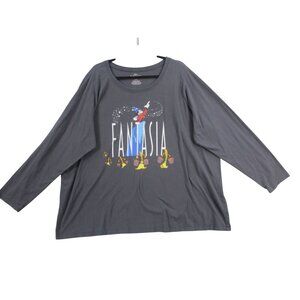 Disney Fantasia Womens Long Sleeve Graphic T-Shirt Charcoal Gray Size 4